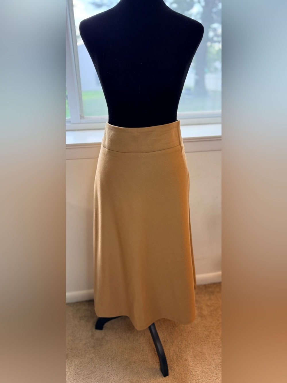 Talbots wool camel color skirt preppy classic fully lined side zip 12 petite EC